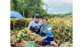 행복한 미소를 가진 베트남 농부